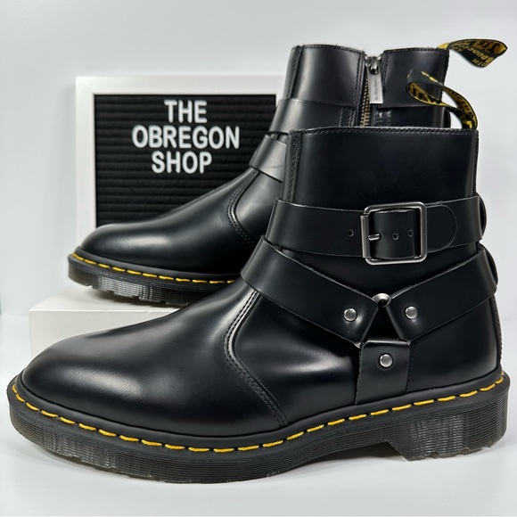 Dr. Martens Other - DOC JAIMES LEATHER HARNESS STRAPS CHELSEA BOOTS INNER ANKLE ZIP POLISHED SMOOTH